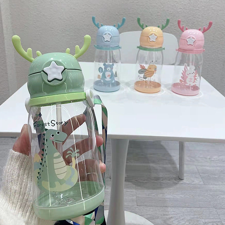 New Internet Red Cup cartoon water Cup children's large capacity antler plastic cup student gift sippy cup wholesale
