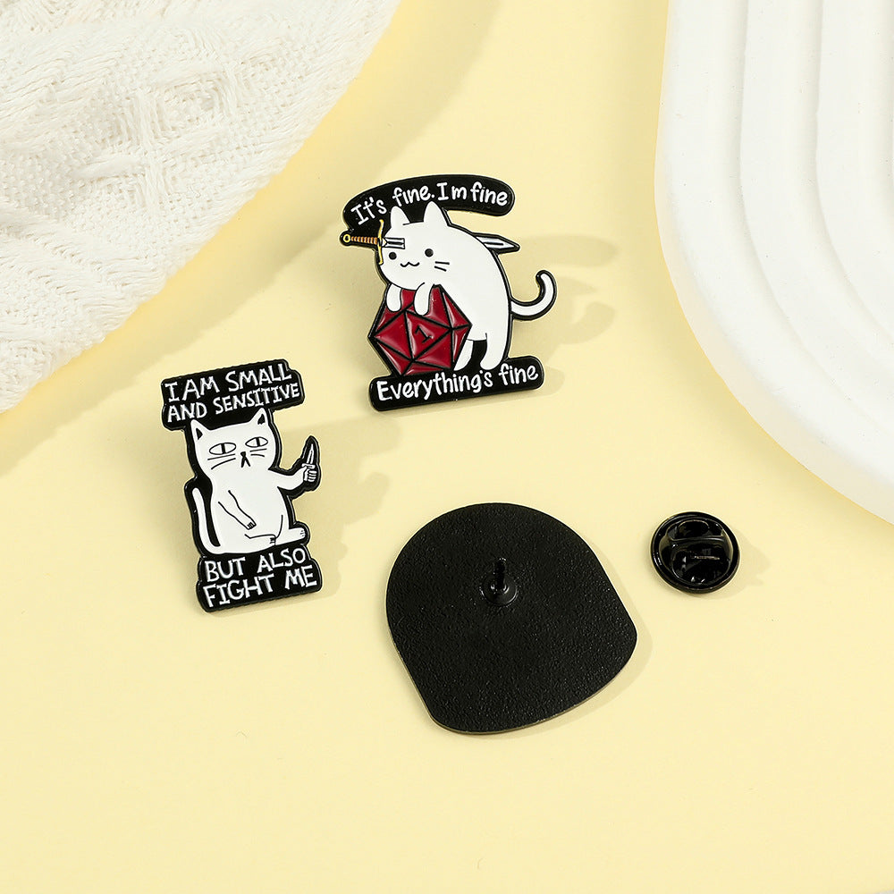 Cross-border cat shape metal paint brooch creative English Alphabet Animal badge backpack coat all-match pin