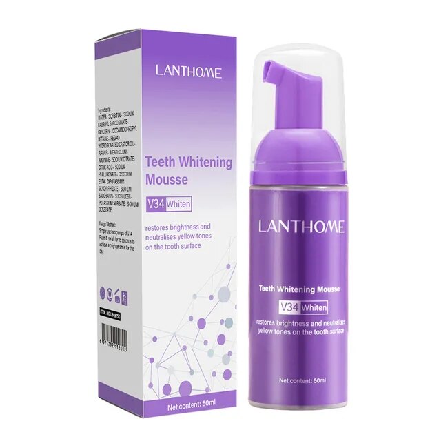 50ml Toothpaste Mousse V34 Teeth Cleaning Whitening Toothpaste Yellow Teeth Removing Tooth Stains Oral Cleaning Hygiene 2023