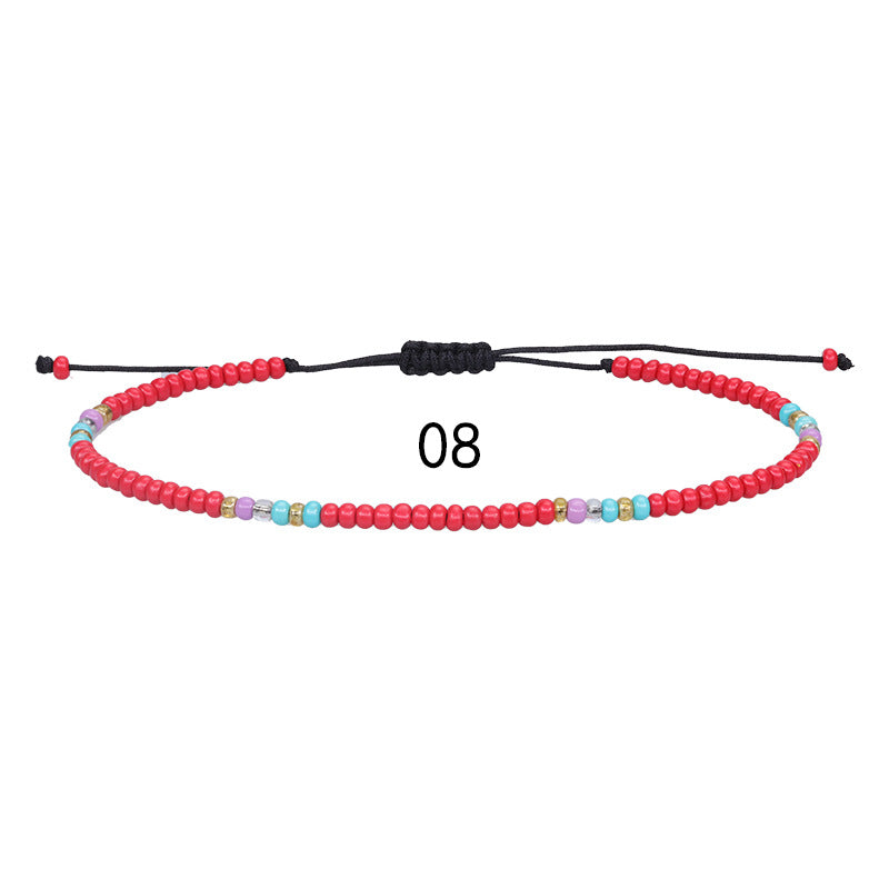 Amazon's best-selling colorful rice bead woven ankle bracelet, summer beach surfing foot accessories manufacturer in stock