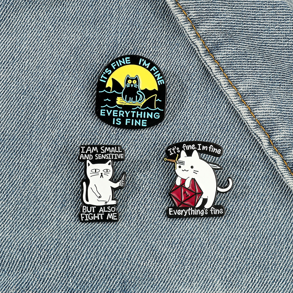 Cross-border cat shape metal paint brooch creative English Alphabet Animal badge backpack coat all-match pin