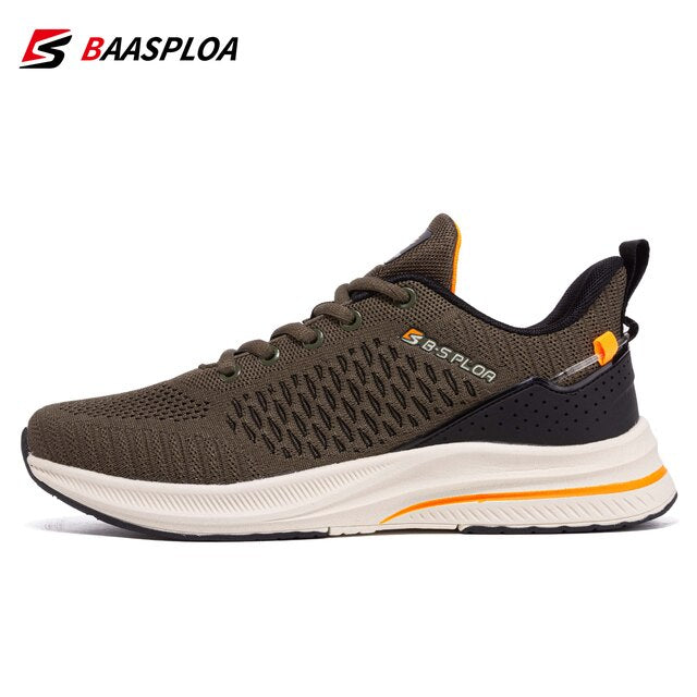 Baasploa 2022 Men Knit Casual Walking Shoes Breathable Trendy Sneakers Original Light Weight Shock Absorption Trail Running Shoe