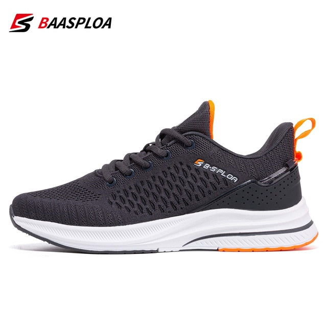 Baasploa 2022 Men Knit Casual Walking Shoes Breathable Trendy Sneakers Original Light Weight Shock Absorption Trail Running Shoe