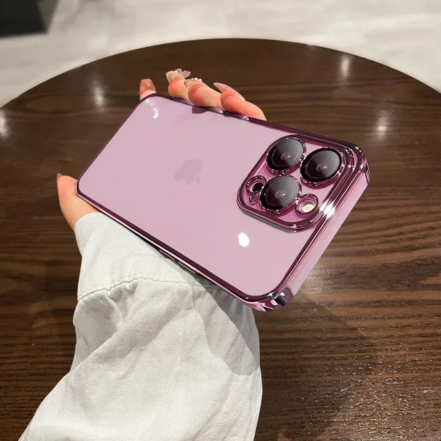 Luxury New High Quality Plating Clear Not Yellowing Case For IPhone 15 14 11 12 13 14 Pro Max Mini XS X 15 Plus Shockproof Cover