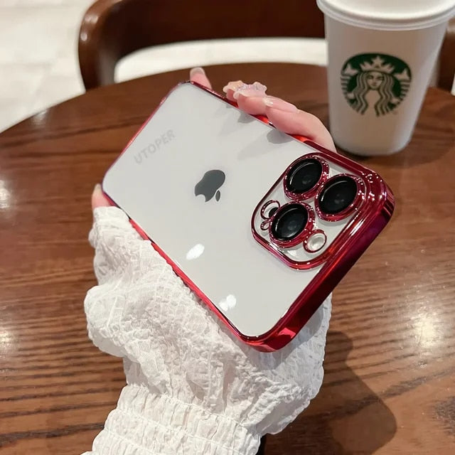 Luxury New High Quality Plating Clear Not Yellowing Case For IPhone 15 14 11 12 13 14 Pro Max Mini XS X 15 Plus Shockproof Cover