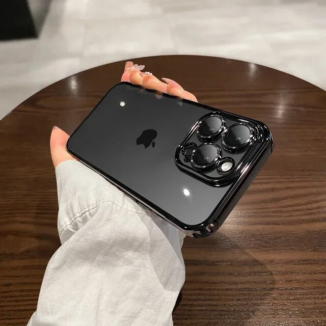 Luxury New High Quality Plating Clear Not Yellowing Case For IPhone 15 14 11 12 13 14 Pro Max Mini XS X 15 Plus Shockproof Cover