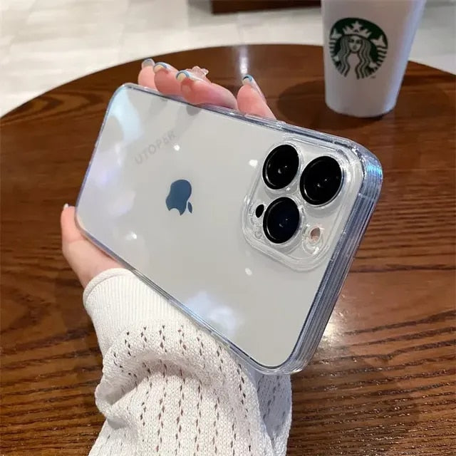 Luxury New High Quality Plating Clear Not Yellowing Case For IPhone 15 14 11 12 13 14 Pro Max Mini XS X 15 Plus Shockproof Cover