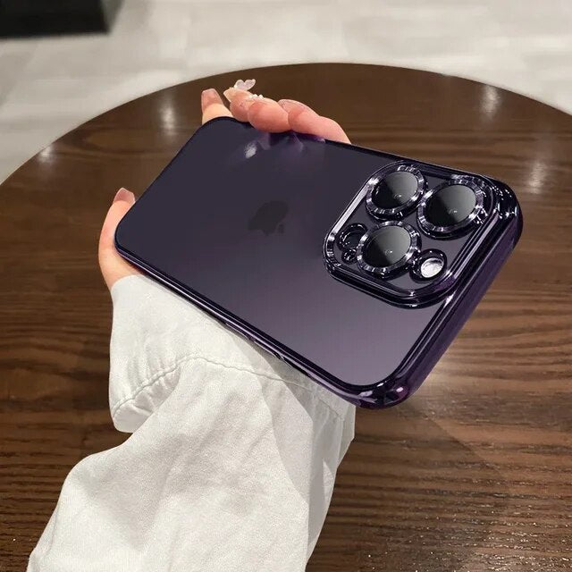 Luxury New High Quality Plating Clear Not Yellowing Case For IPhone 15 14 11 12 13 14 Pro Max Mini XS X 15 Plus Shockproof Cover