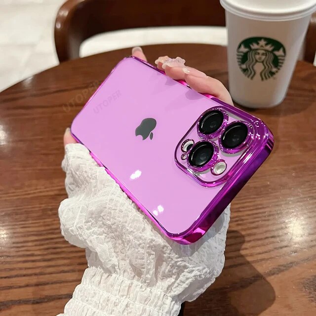 Luxury New High Quality Plating Clear Not Yellowing Case For IPhone 15 14 11 12 13 14 Pro Max Mini XS X 15 Plus Shockproof Cover