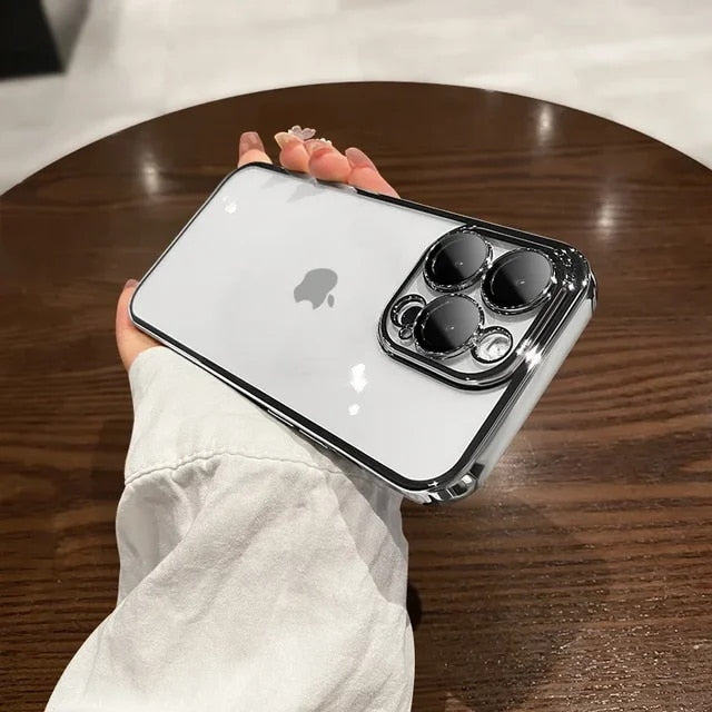 Luxury New High Quality Plating Clear Not Yellowing Case For IPhone 15 14 11 12 13 14 Pro Max Mini XS X 15 Plus Shockproof Cover