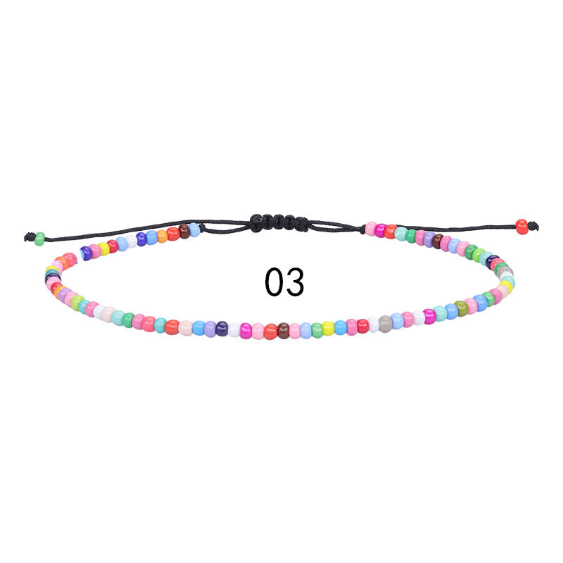Amazon's best-selling colorful rice bead woven ankle bracelet, summer beach surfing foot accessories manufacturer in stock