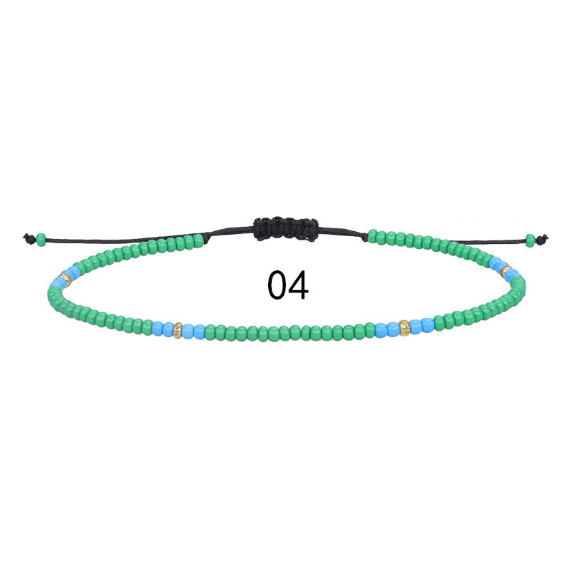 Amazon's best-selling colorful rice bead woven ankle bracelet, summer beach surfing foot accessories manufacturer in stock