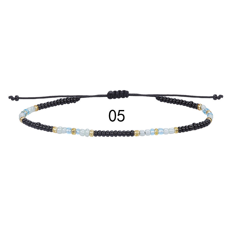 Amazon's best-selling colorful rice bead woven ankle bracelet, summer beach surfing foot accessories manufacturer in stock