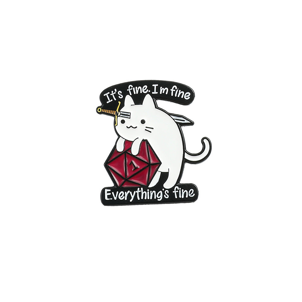 Cross-border cat shape metal paint brooch creative English Alphabet Animal badge backpack coat all-match pin