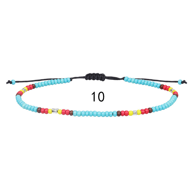 Amazon's best-selling colorful rice bead woven ankle bracelet, summer beach surfing foot accessories manufacturer in stock