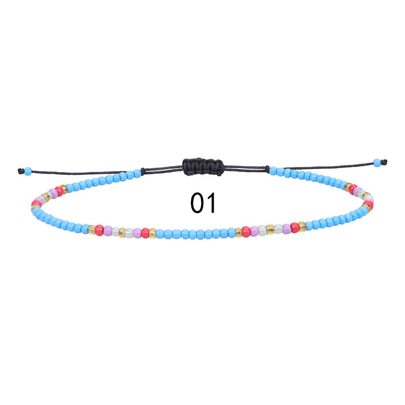 Amazon's best-selling colorful rice bead woven ankle bracelet, summer beach surfing foot accessories manufacturer in stock