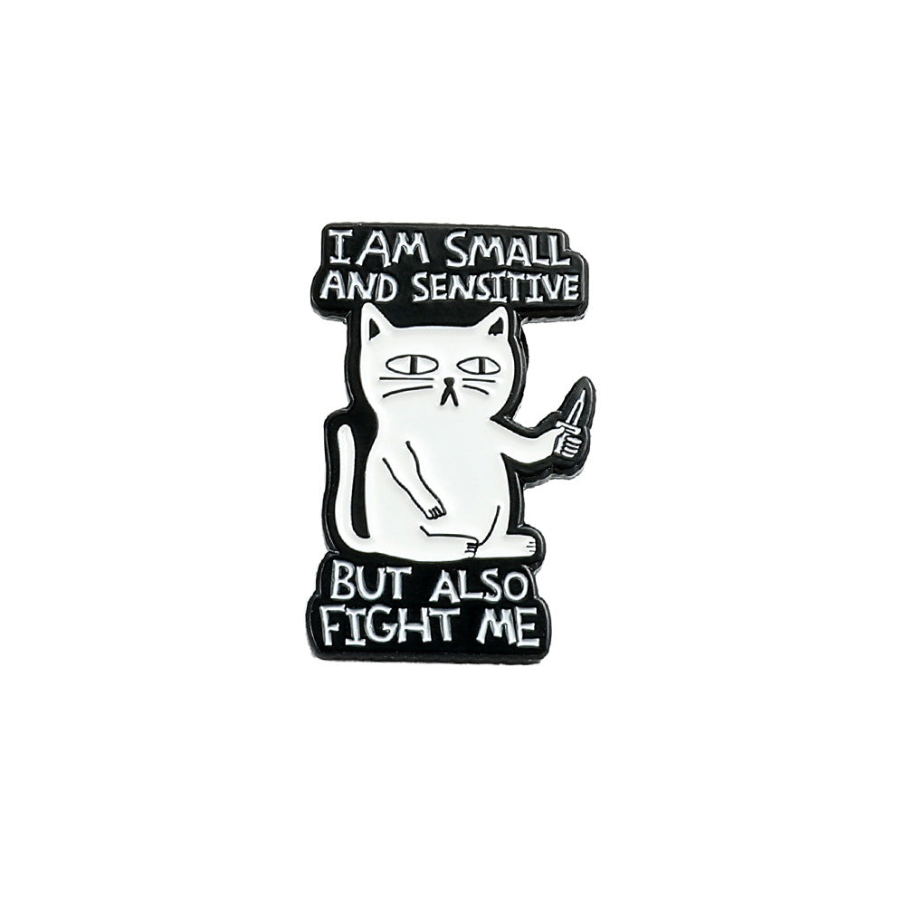 Cross-border cat shape metal paint brooch creative English Alphabet Animal badge backpack coat all-match pin