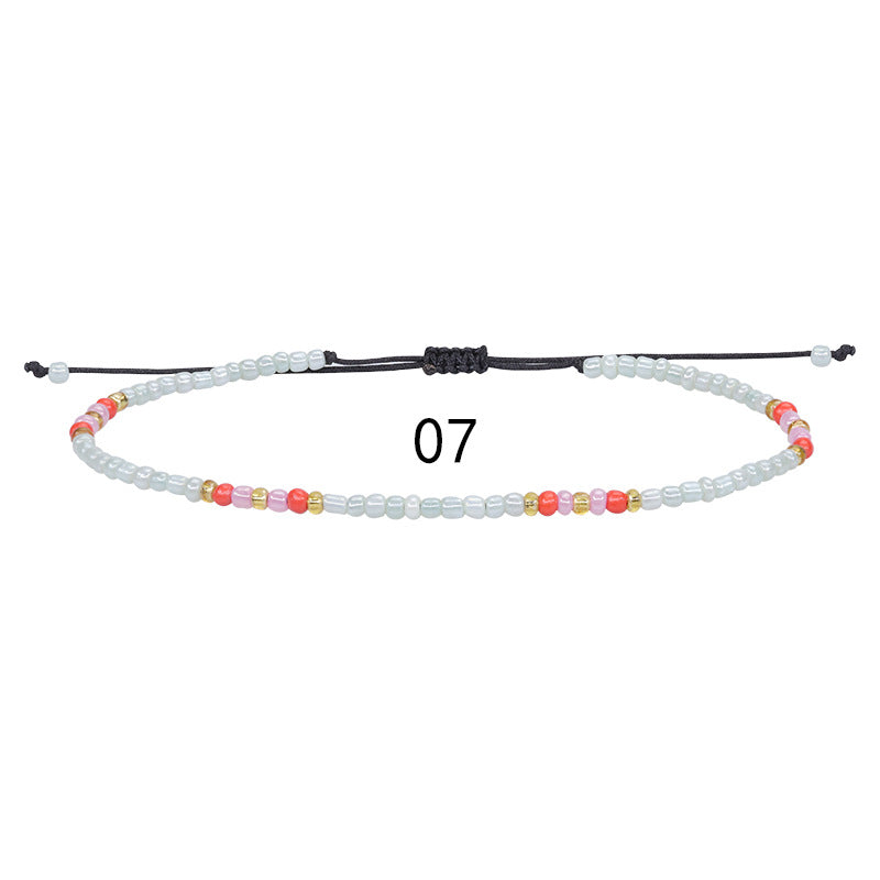 Amazon's best-selling colorful rice bead woven ankle bracelet, summer beach surfing foot accessories manufacturer in stock