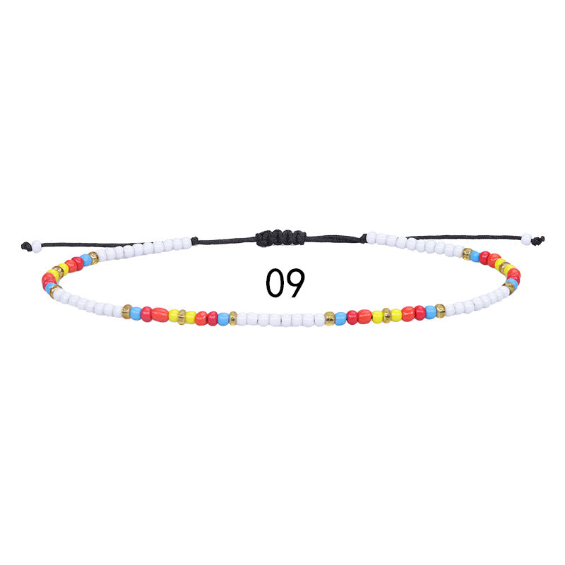 Amazon's best-selling colorful rice bead woven ankle bracelet, summer beach surfing foot accessories manufacturer in stock