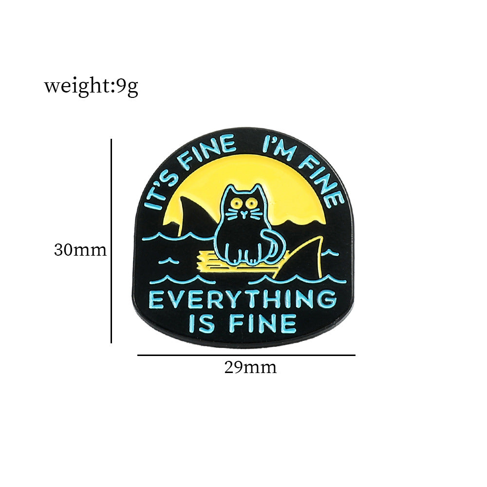 Cross-border cat shape metal paint brooch creative English Alphabet Animal badge backpack coat all-match pin