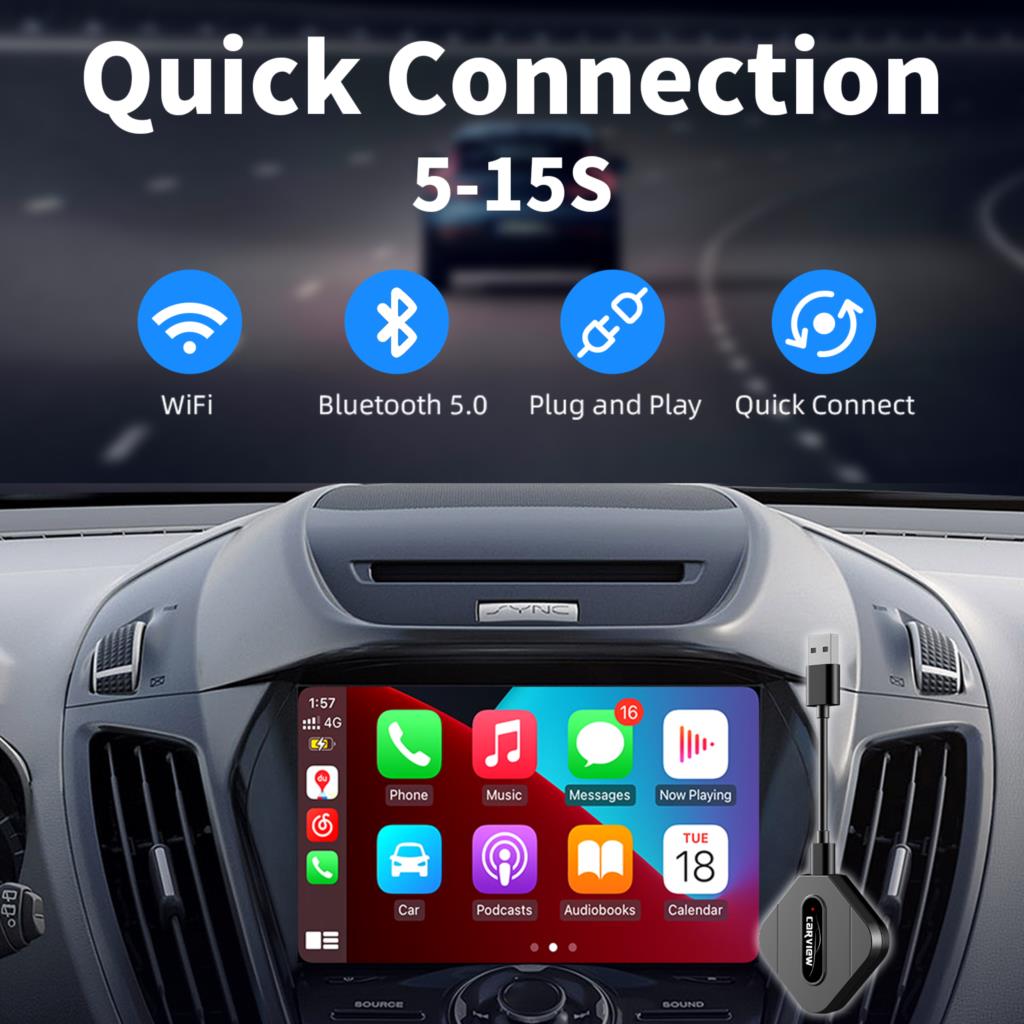 CARVIEW Carplay AI Box Car OEM Wired CarPlay to Wireless CarPlay Linux System Fast Connect Smart Mini AI Box USB Plug and Play