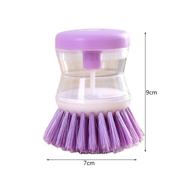 Kitchen Wash Pot Dish Brush Washing Utensils with Washing Up Liquid Soap Dispenser Household Cleaning Accessories