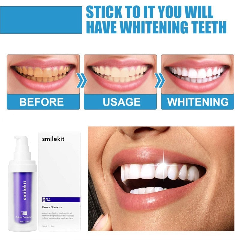 V34 Purple Safe Teeth Whitening Toothpaste Teeth Cleaning Remove Yellow Stains Fresh Breath Toothpaste Dental Care Products