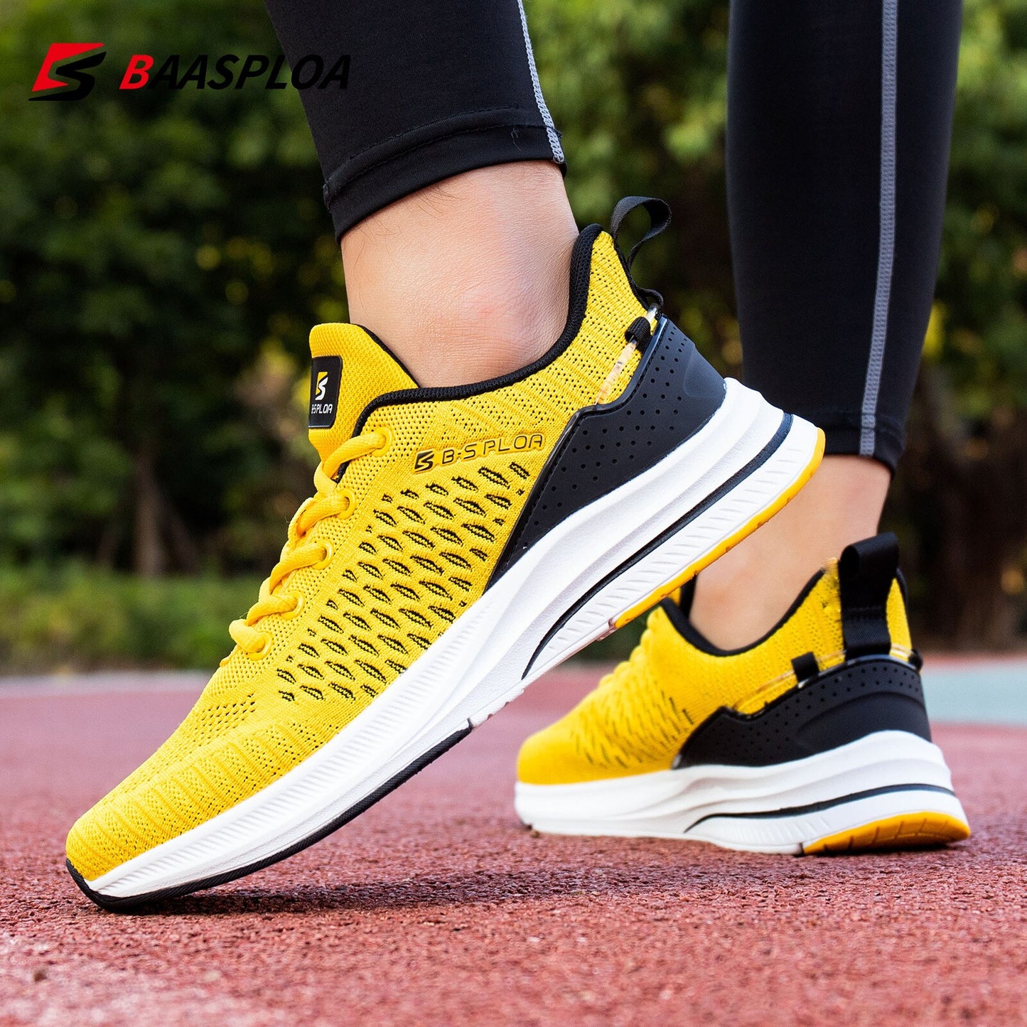 Baasploa 2022 Men Knit Casual Walking Shoes Breathable Trendy Sneakers Original Light Weight Shock Absorption Trail Running Shoe