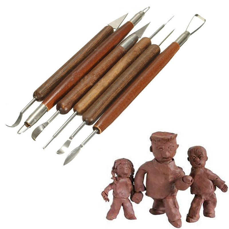 Beginner Clay Pottery Ceramic Sculpting Tools Pottery Woodwork Sculpting Tool Kit DIY Wood Clay Crafts Modeling Tools