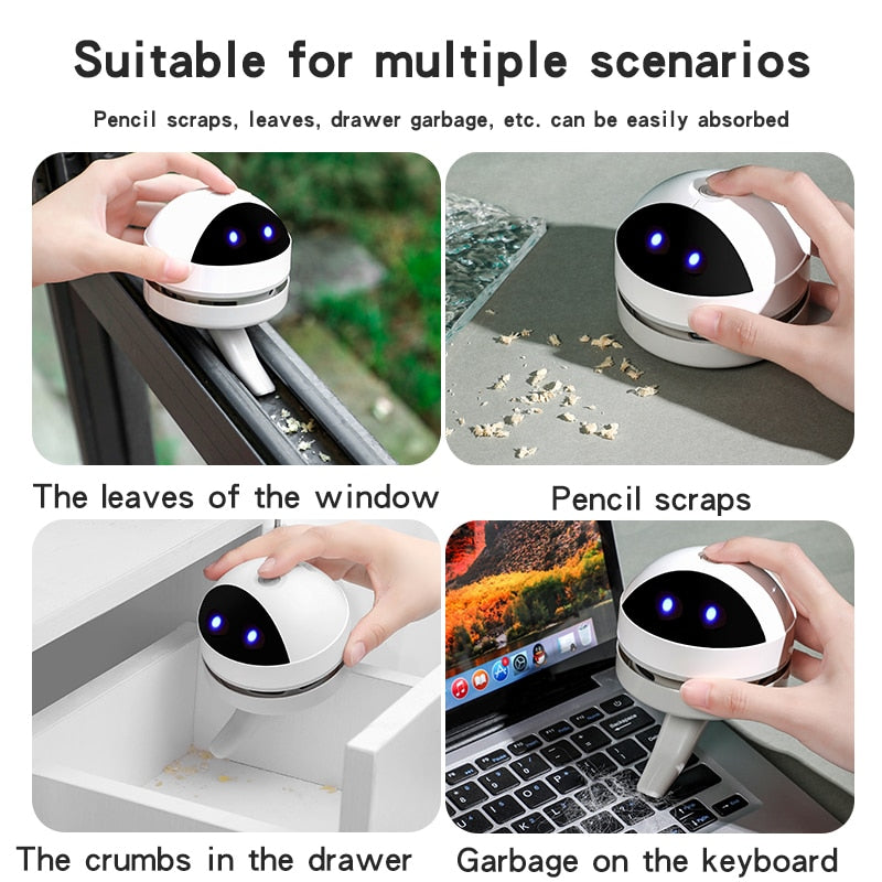 Mini Vacuum Cleaner Office Desk Dust Home Table Sweeper Desktop Cleaner USB Portable Home Sweeping Robot For Child Student