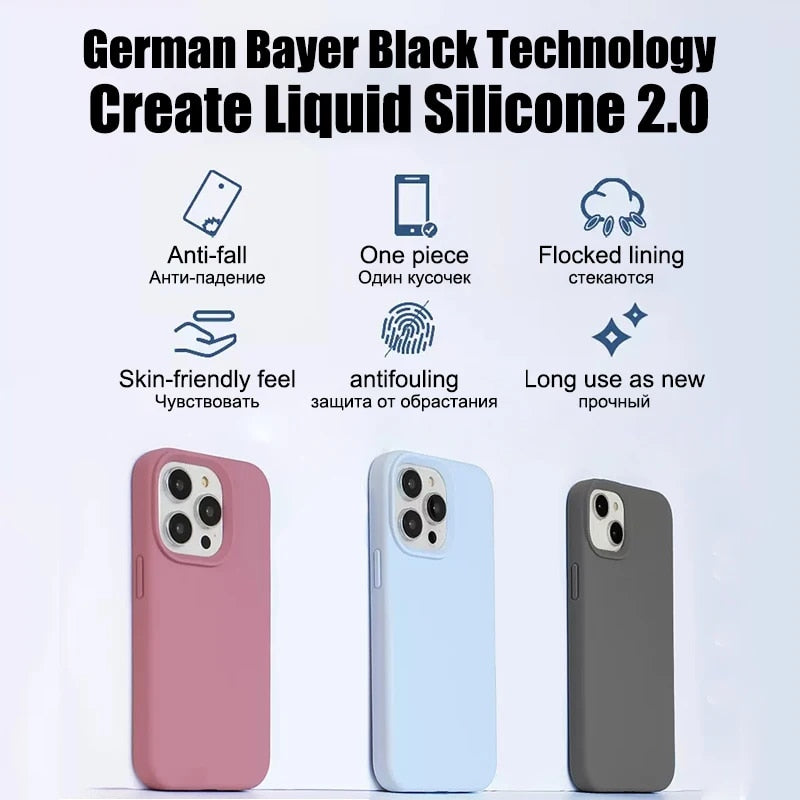 Original Liquid Silicone Case For iPhone 15 14 13 12 11 Pro Max Case For iPhone 13 12 mini X XR XS MAX 8 7 Plus Shockproof Cover