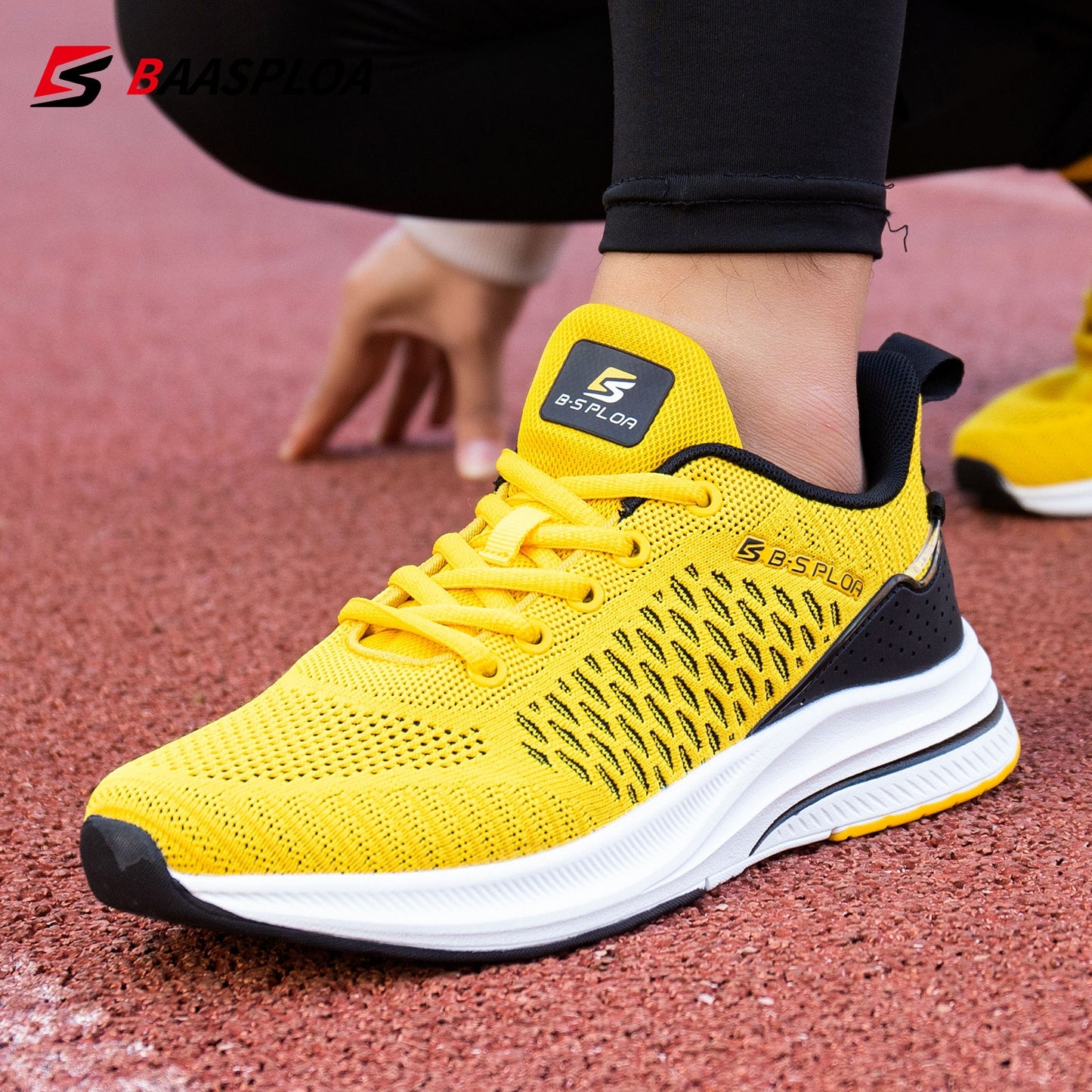 Baasploa 2022 Men Knit Casual Walking Shoes Breathable Trendy Sneakers Original Light Weight Shock Absorption Trail Running Shoe