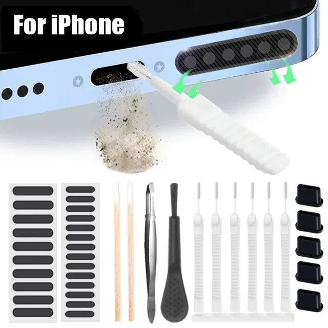 Universal Phone Speaker Port Dust Removal Cleaner Tool Kit Set For iPhone Samsung Xiaomi Universal Phones Dust Cleaning Brush