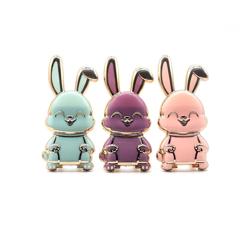 Finger Ring Holder For Phone Cute Rabbit Shape Mobile Phone Holders Universal Cell Phone Stands Foldable Finger Ring Newest