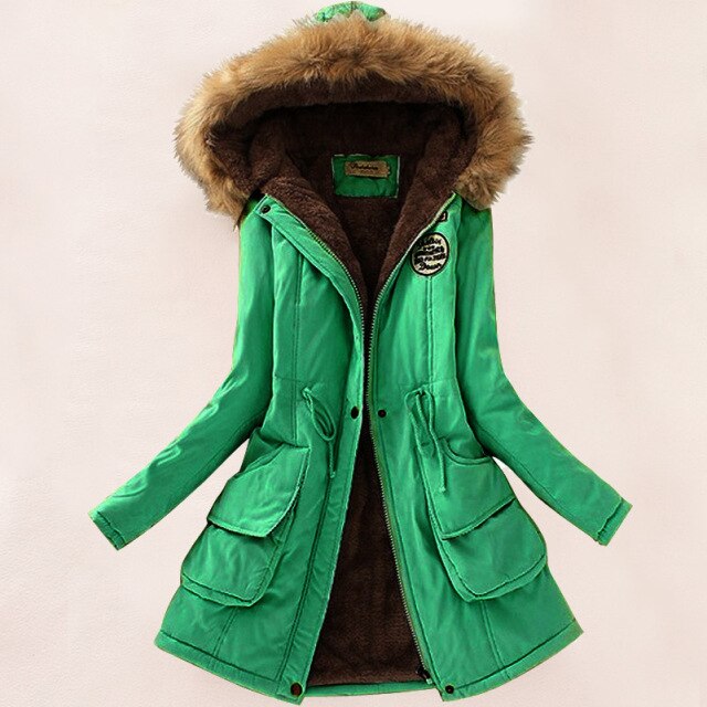 SheBlingBling Autumn Warm Winter Jacket Women Women's Fur Collar Coats Jackets for Lady Long Slim Down Parka Hoodies Parkas