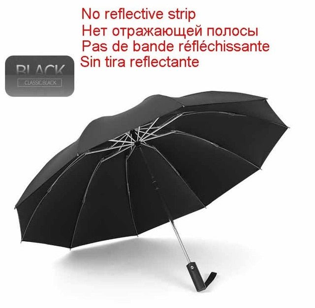 Windproof Automatic Folding Inverted Umbrella with Reflective Stripe