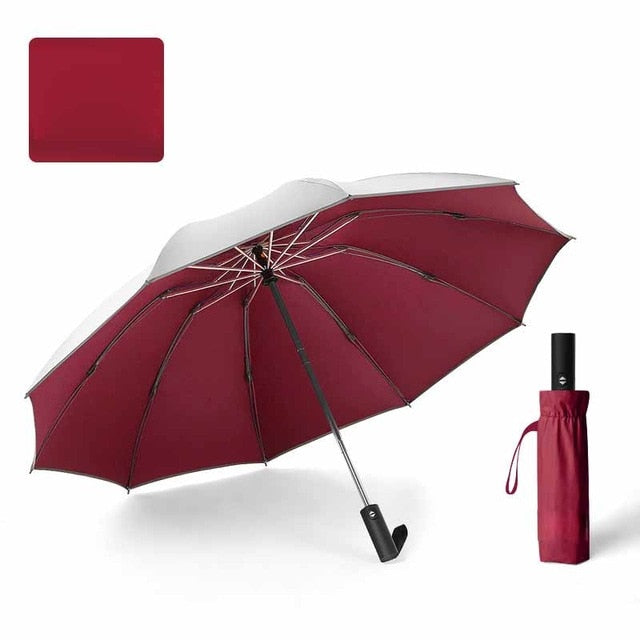Windproof Automatic Folding Inverted Umbrella with Reflective Stripe