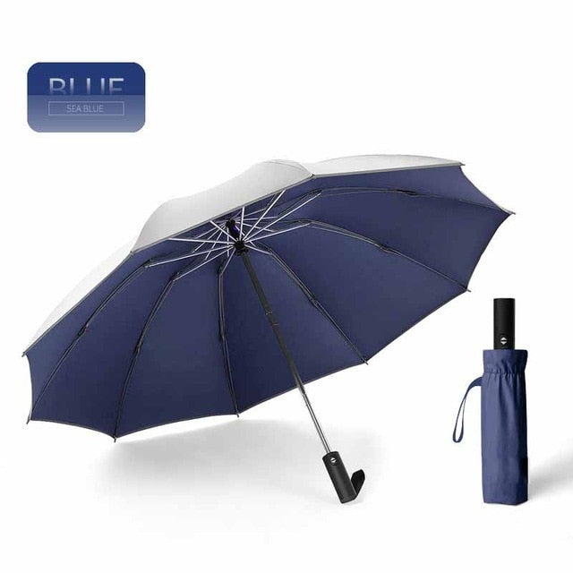 Windproof Automatic Folding Inverted Umbrella with Reflective Stripe