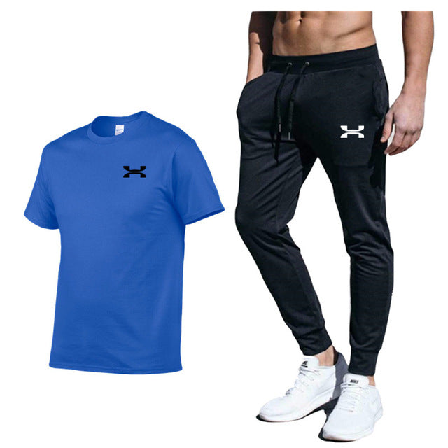 Men New Fashion Two Pieces Sets High Quality Sportswear