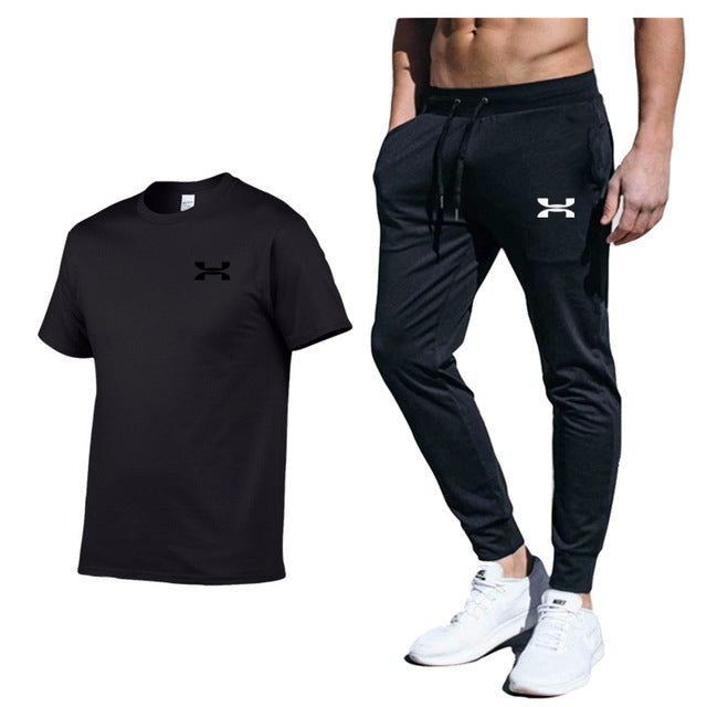 Men New Fashion Two Pieces Sets High Quality Sportswear