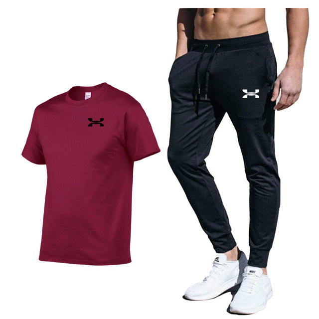 Men New Fashion Two Pieces Sets High Quality Sportswear