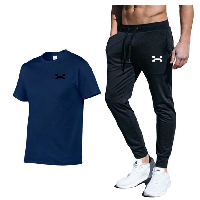 Men New Fashion Two Pieces Sets High Quality Sportswear