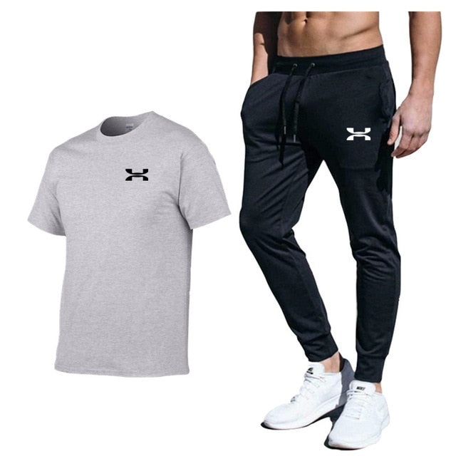 Men New Fashion Two Pieces Sets High Quality Sportswear