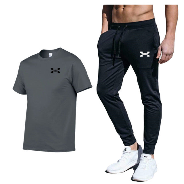 Men New Fashion Two Pieces Sets High Quality Sportswear
