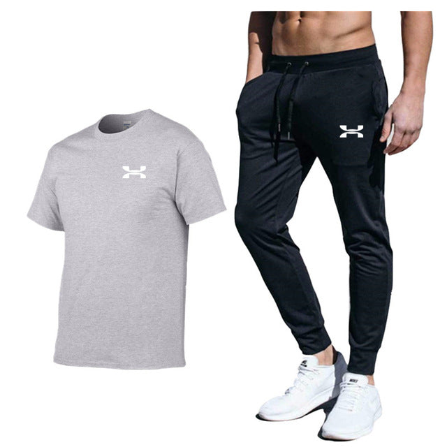 Men New Fashion Two Pieces Sets High Quality Sportswear