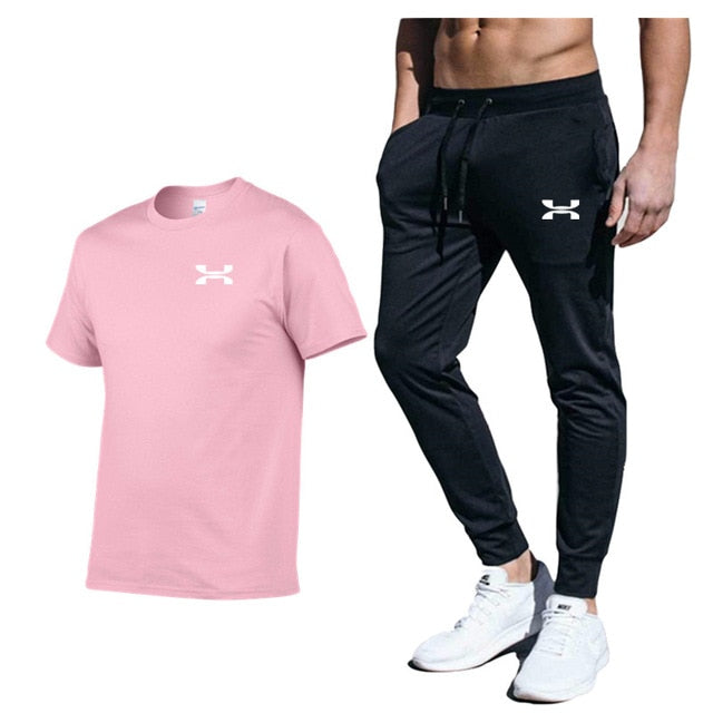 Men New Fashion Two Pieces Sets High Quality Sportswear