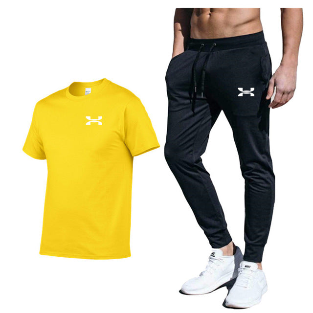Men New Fashion Two Pieces Sets High Quality Sportswear