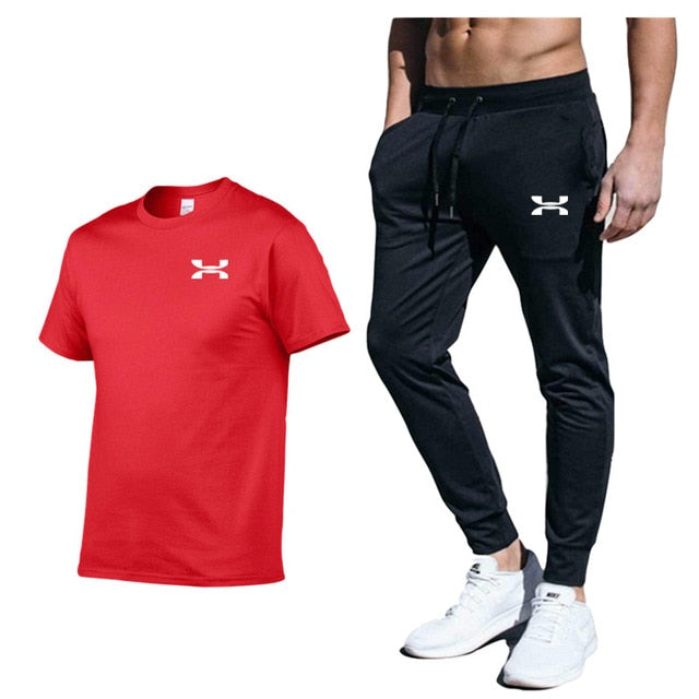 Men New Fashion Two Pieces Sets High Quality Sportswear