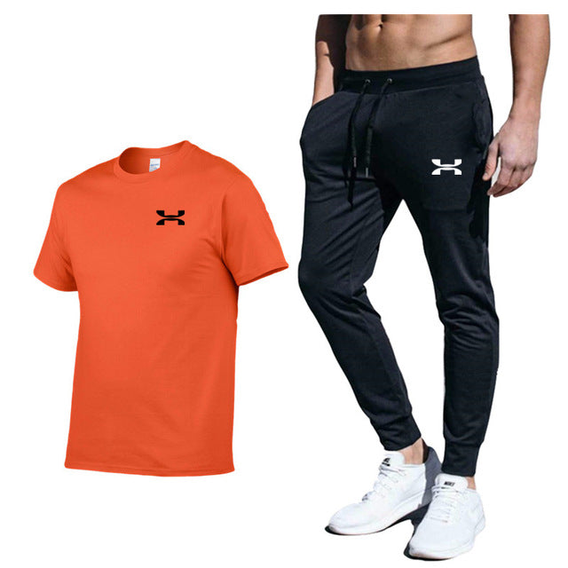 Men New Fashion Two Pieces Sets High Quality Sportswear