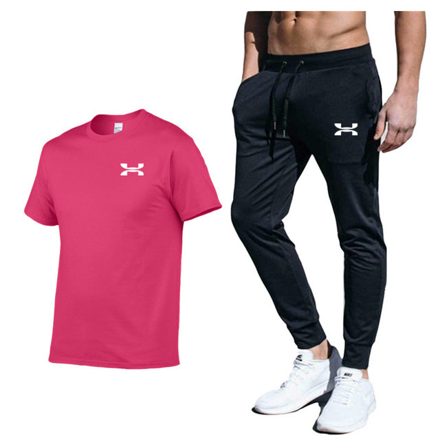 Men New Fashion Two Pieces Sets High Quality Sportswear